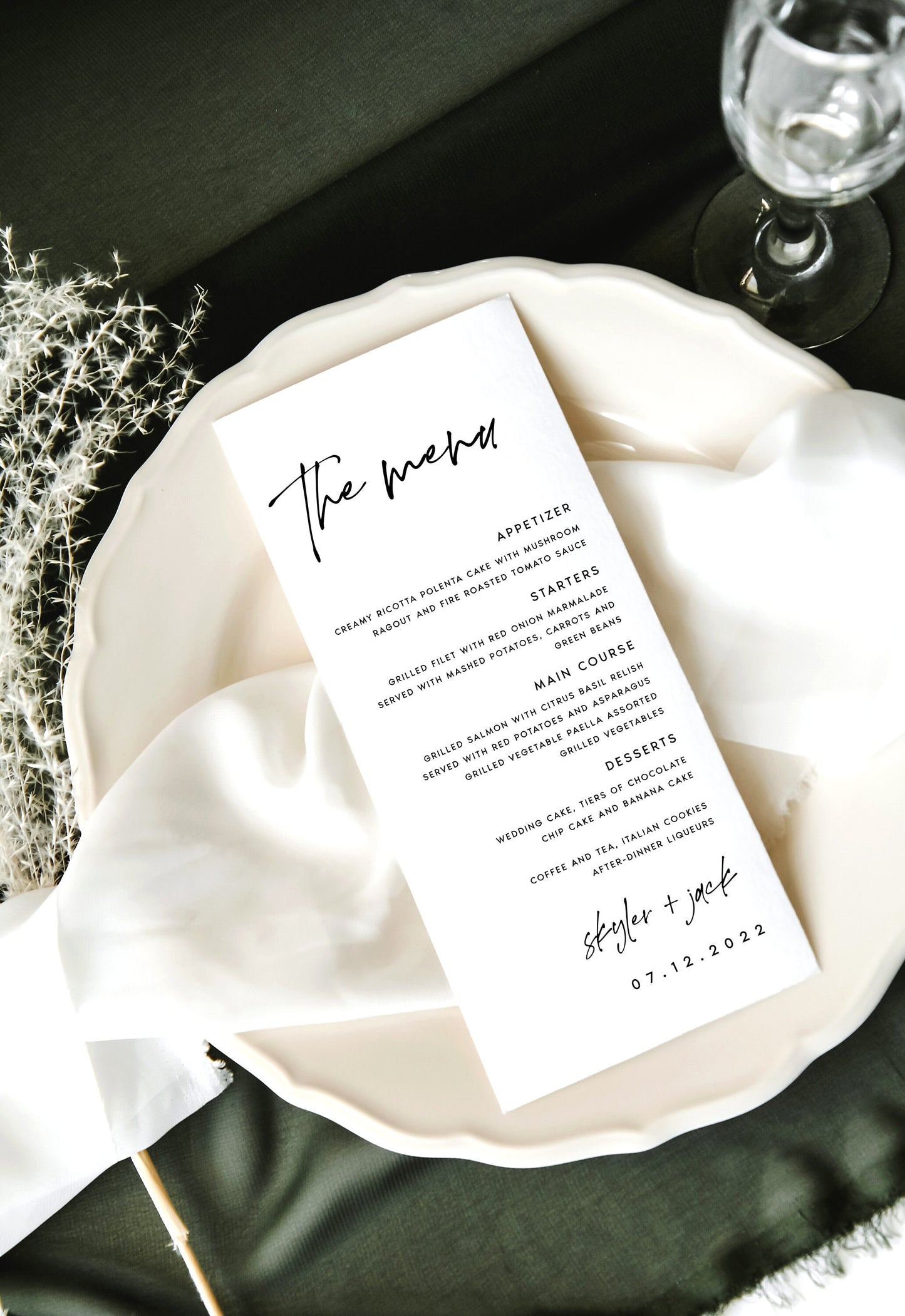 Skyler Minimalist Wedding Menu Template