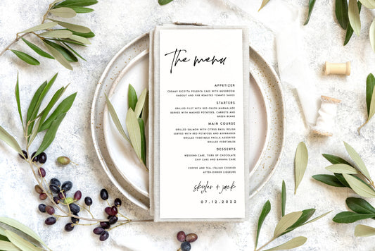 Skyler Minimalist Wedding Menu Template