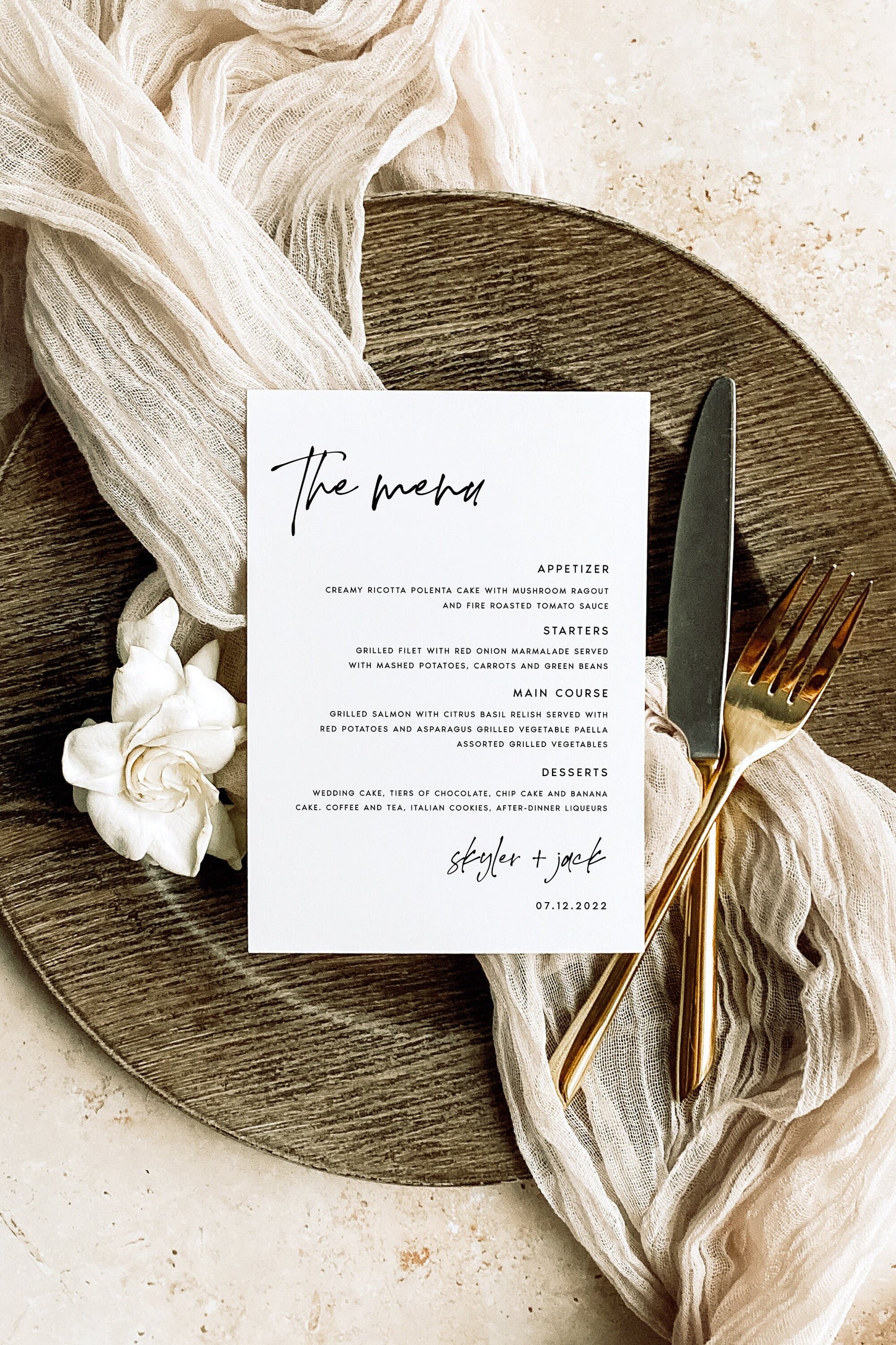 Skyler Modern WEDDING MENU Template