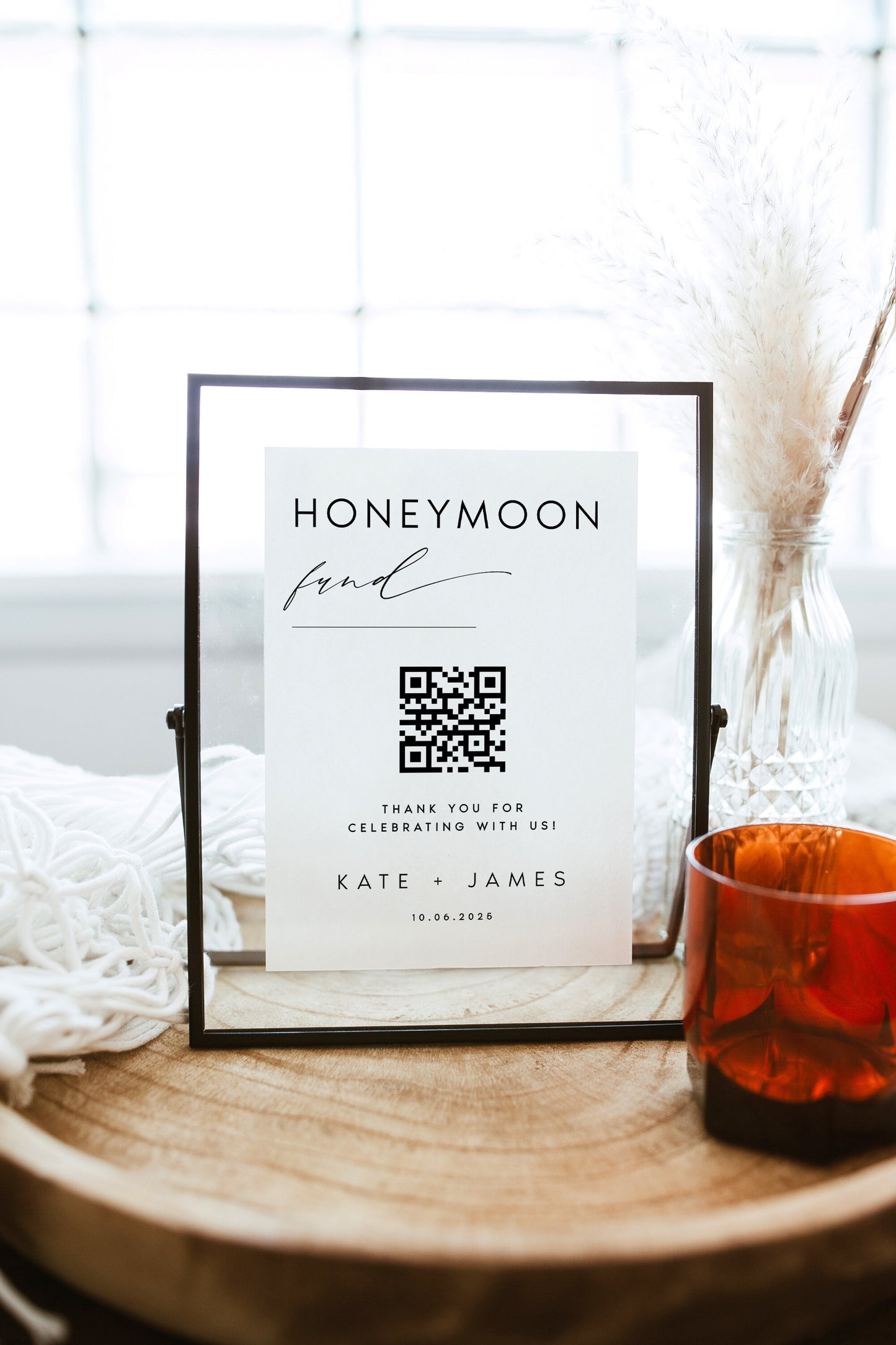 Kate Honeymoon Fund QR Code Sign Template