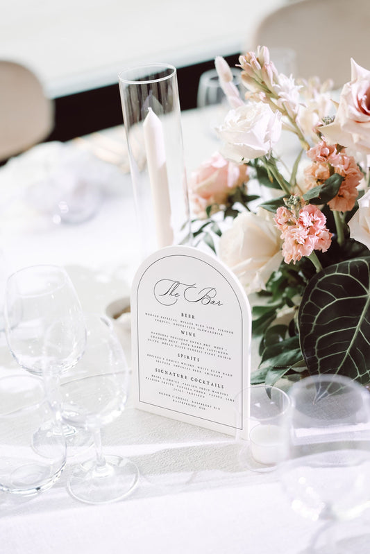 Cecilia Elegant ARCHED Wedding Bar Menu Template