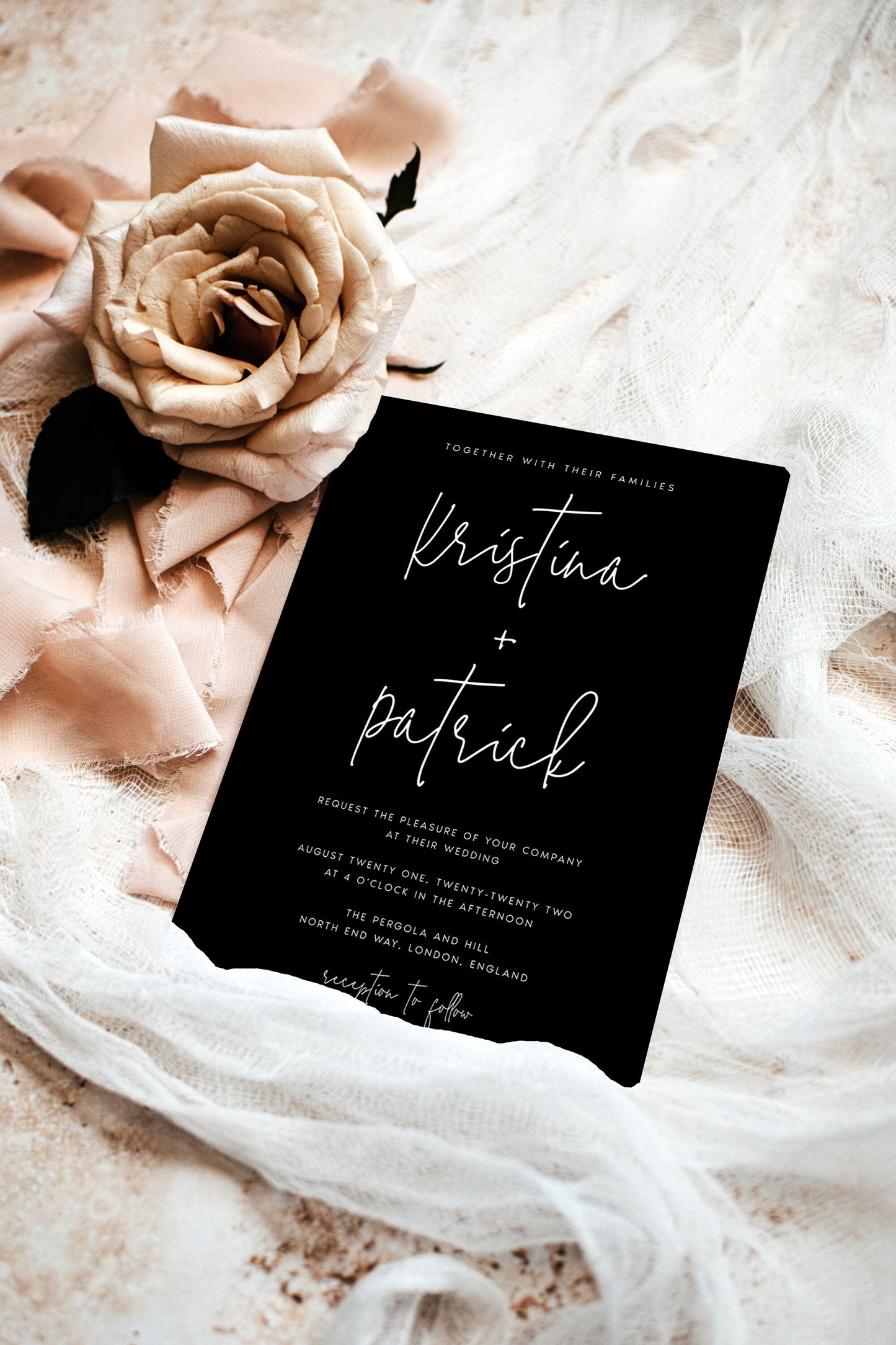 Kristina BLACK Wedding Invitation Template