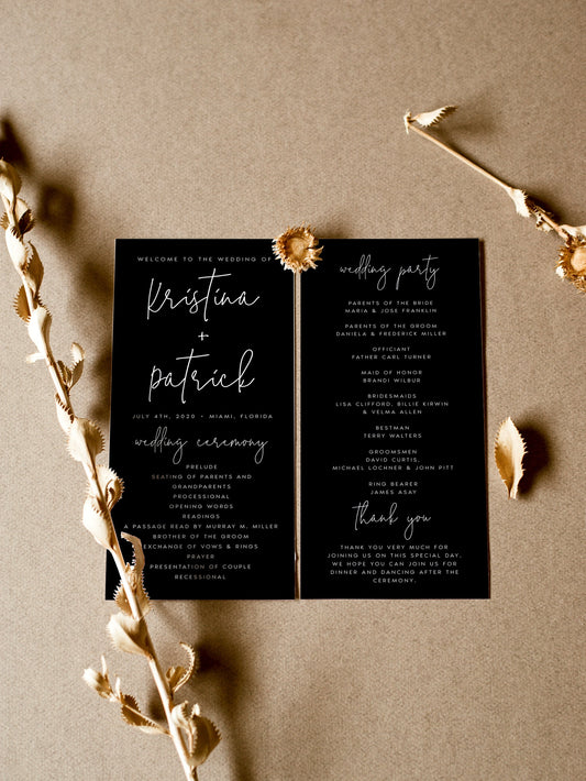 Kristina Black Wedding Program Template