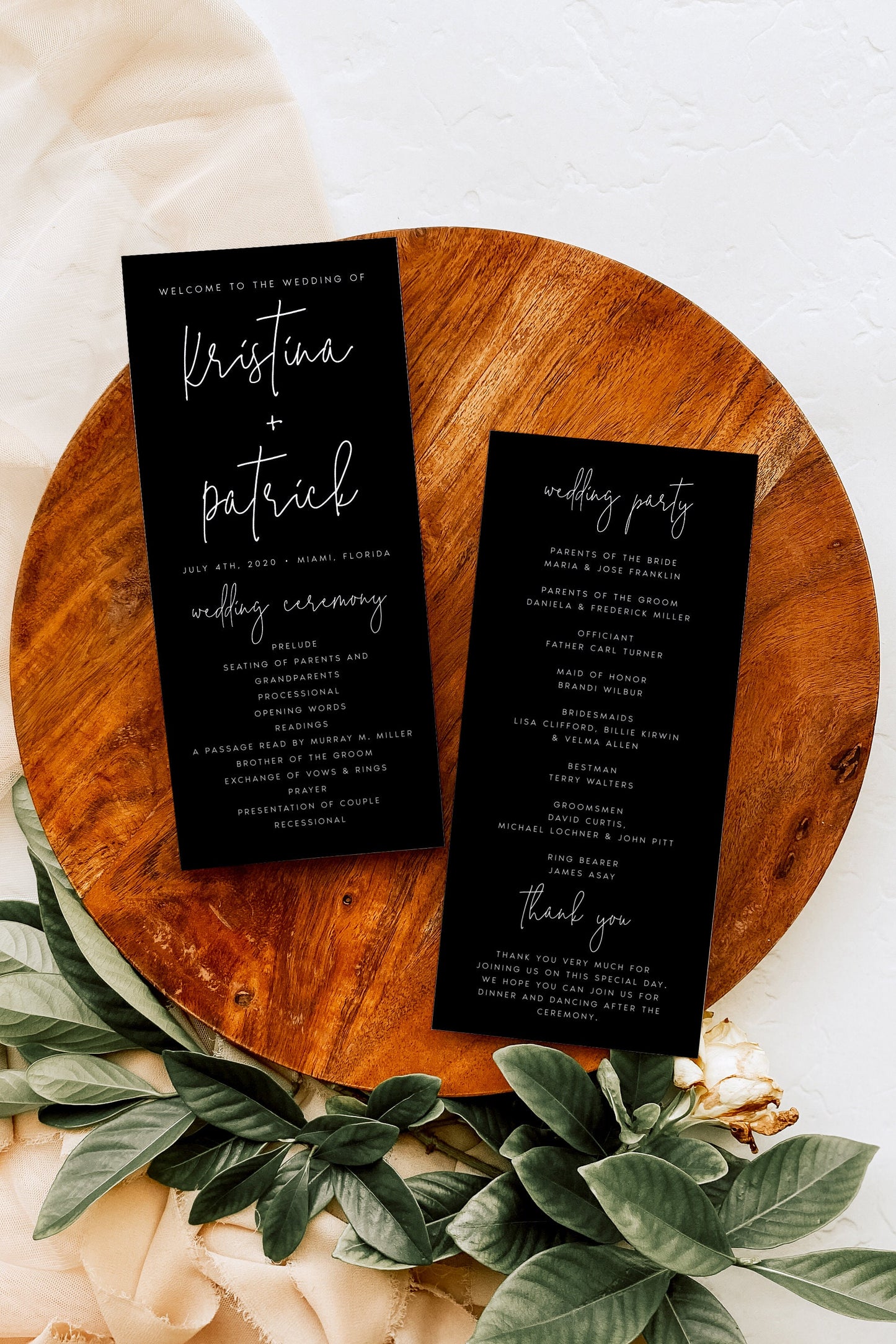 Kristina Black Wedding Program Template