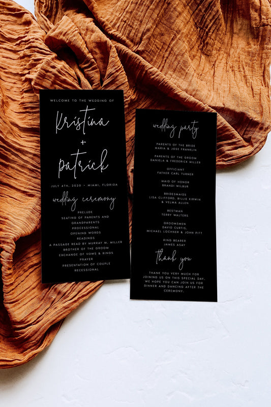 Kristina Black Wedding Program Template