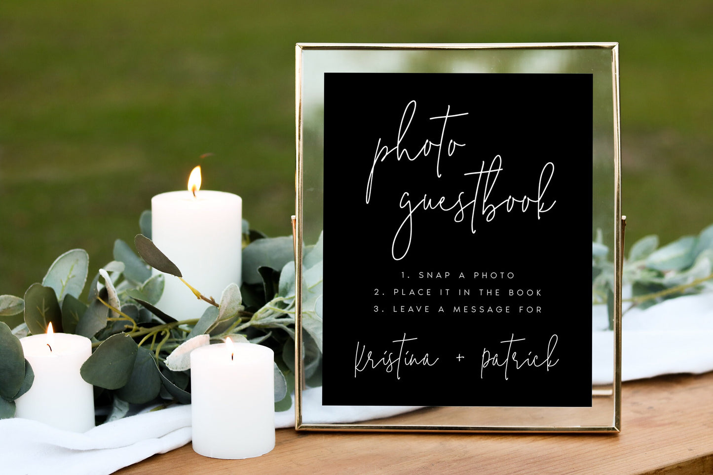 Kristina Black Photo Guestbook Sign Template