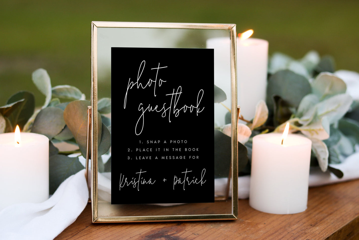 Kristina Black Photo Guestbook Sign Template