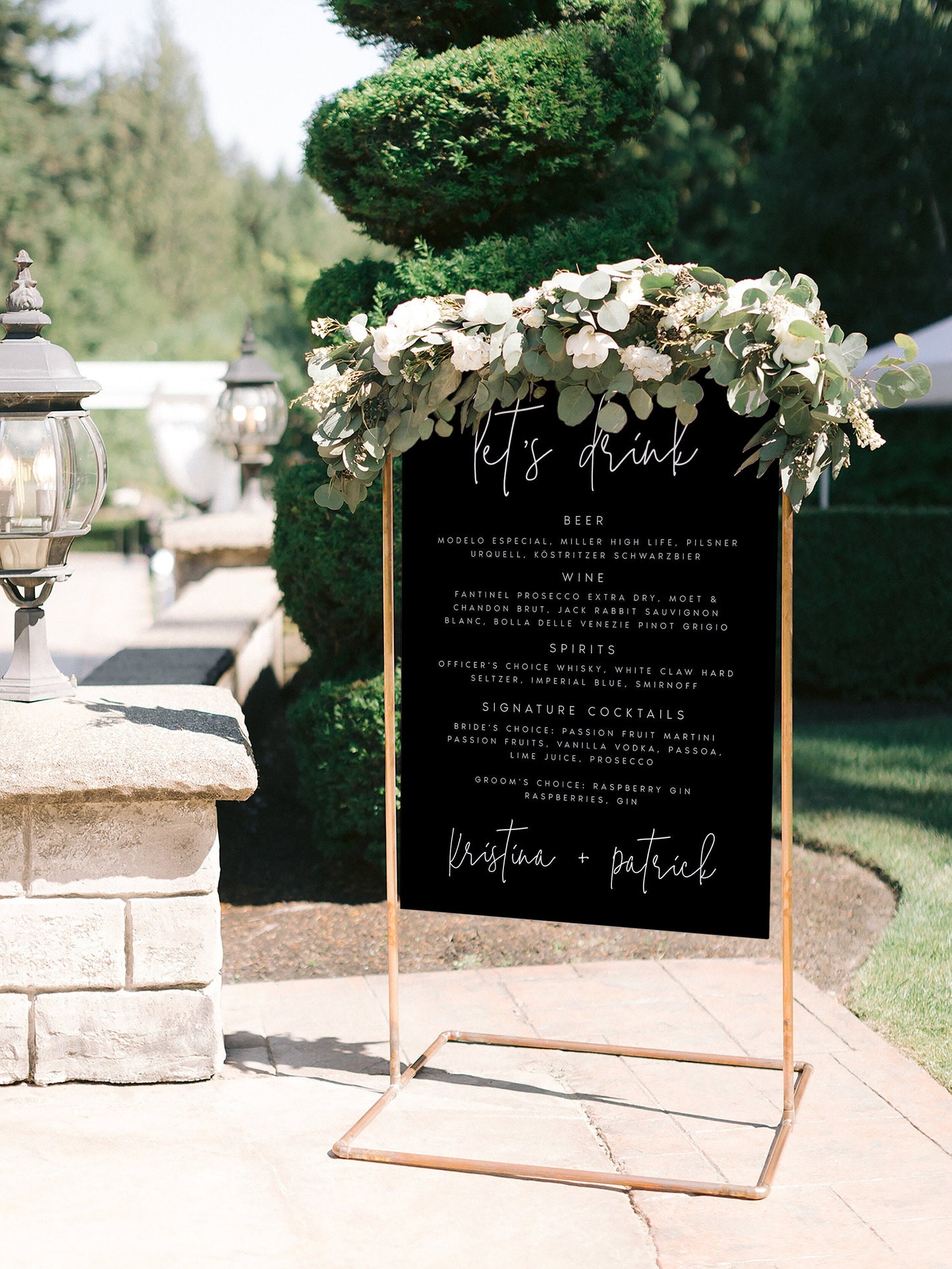 Kristina Black Editable Wedding Bar Menu Sign