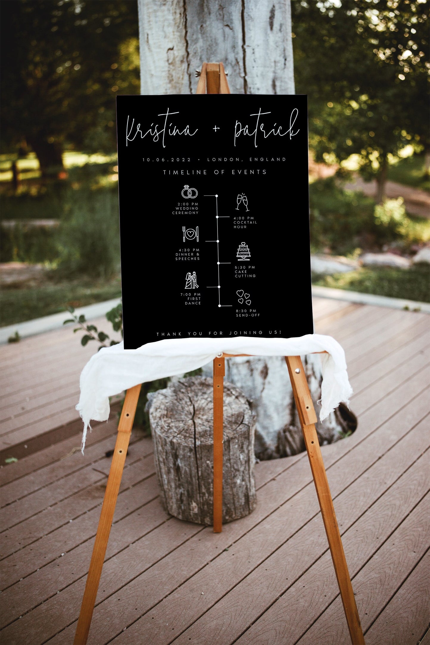 Kristina Black Wedding Order of Events Timeline Sign Template