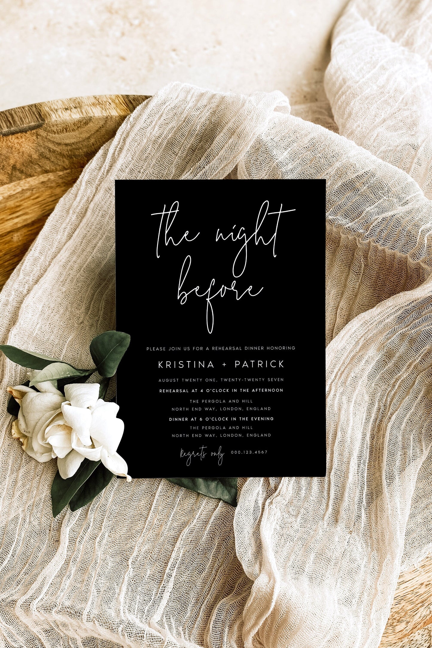 Kristina Black Rehearsal Dinner Invitation Template