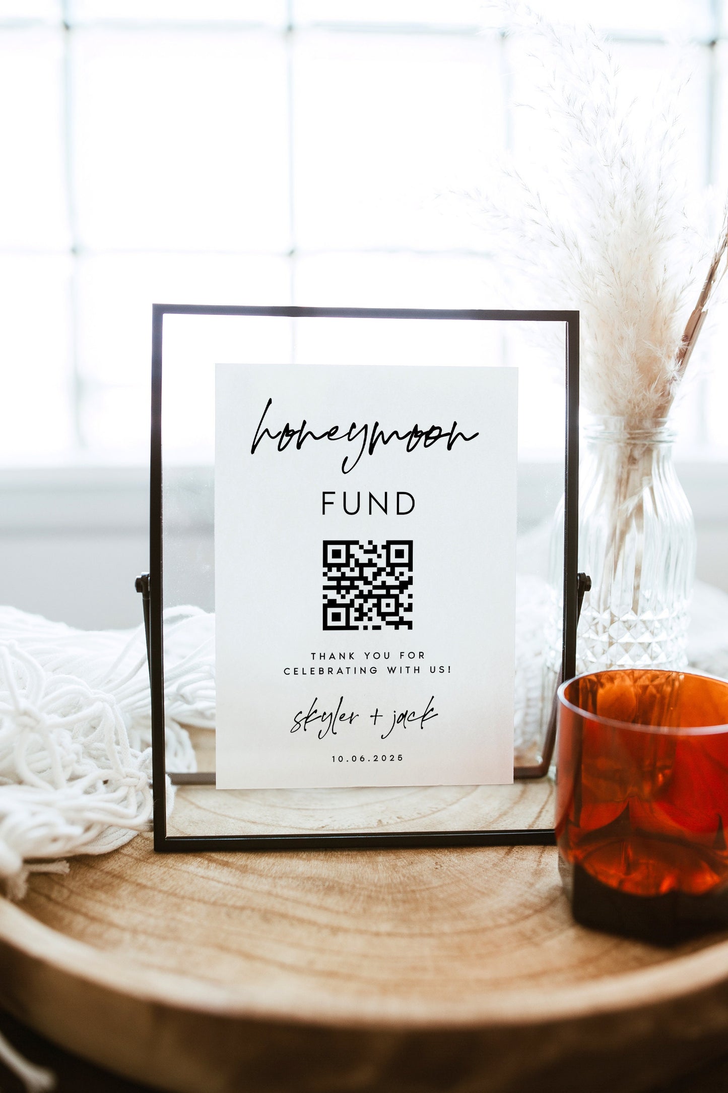 Skyler Honeymoon Fund QR Code Sign Template