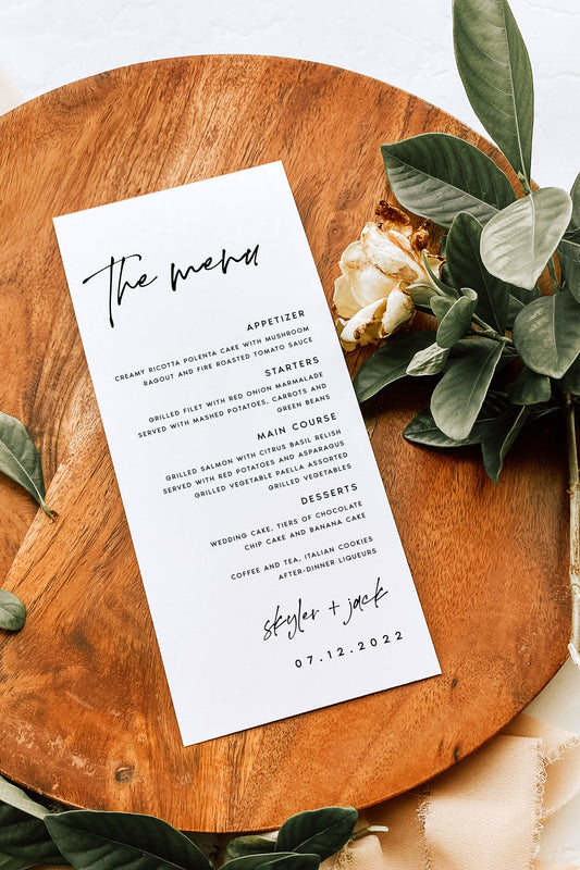 Skyler Minimalist Wedding Menu Template