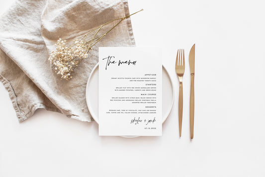 Skyler Modern WEDDING MENU Template