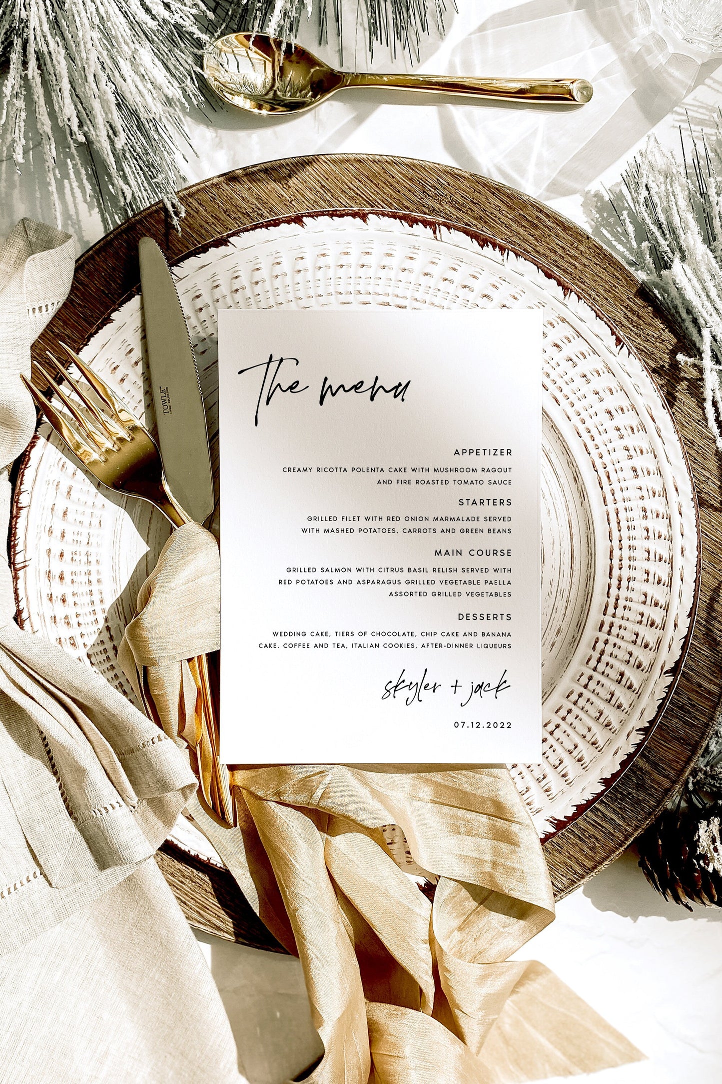 Skyler Modern WEDDING MENU Template