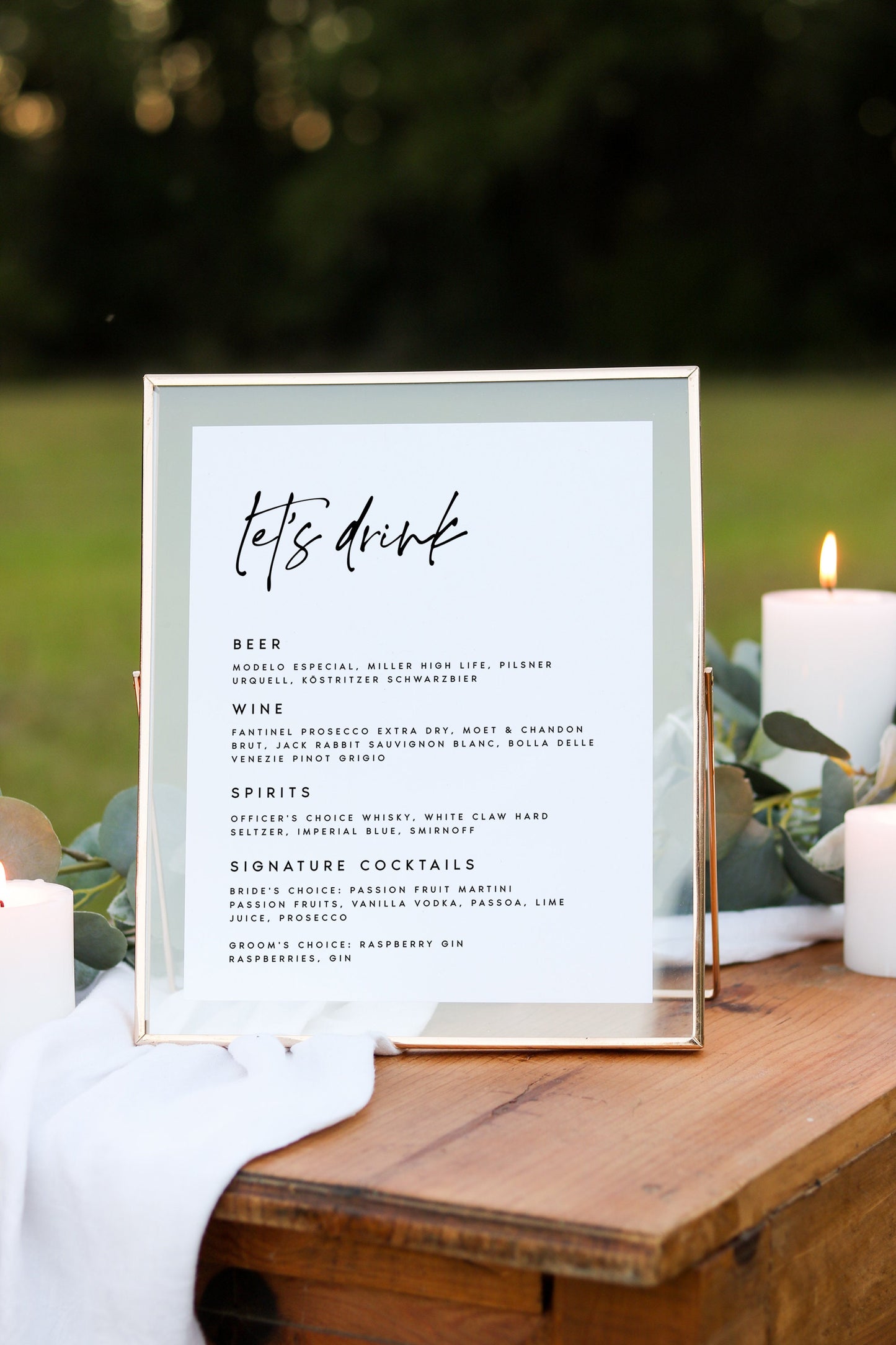 Skyler Stylish Wedding Bar Menu Template