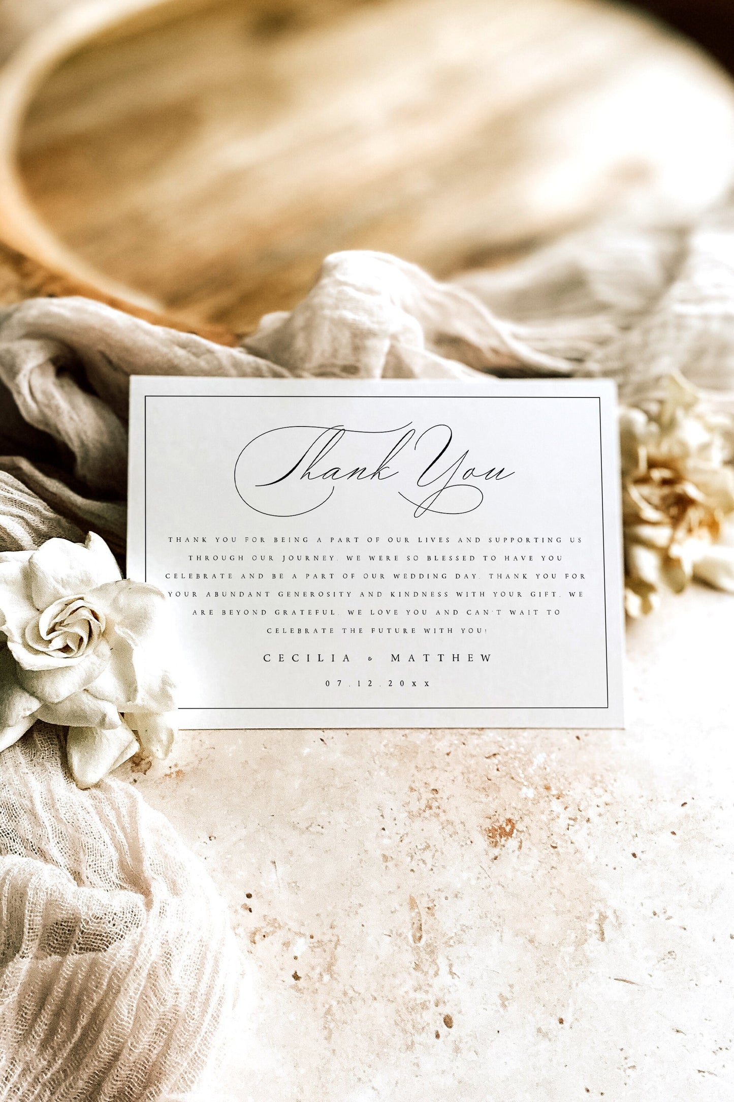 Cecilia Classic Wedding Thank You Note Template