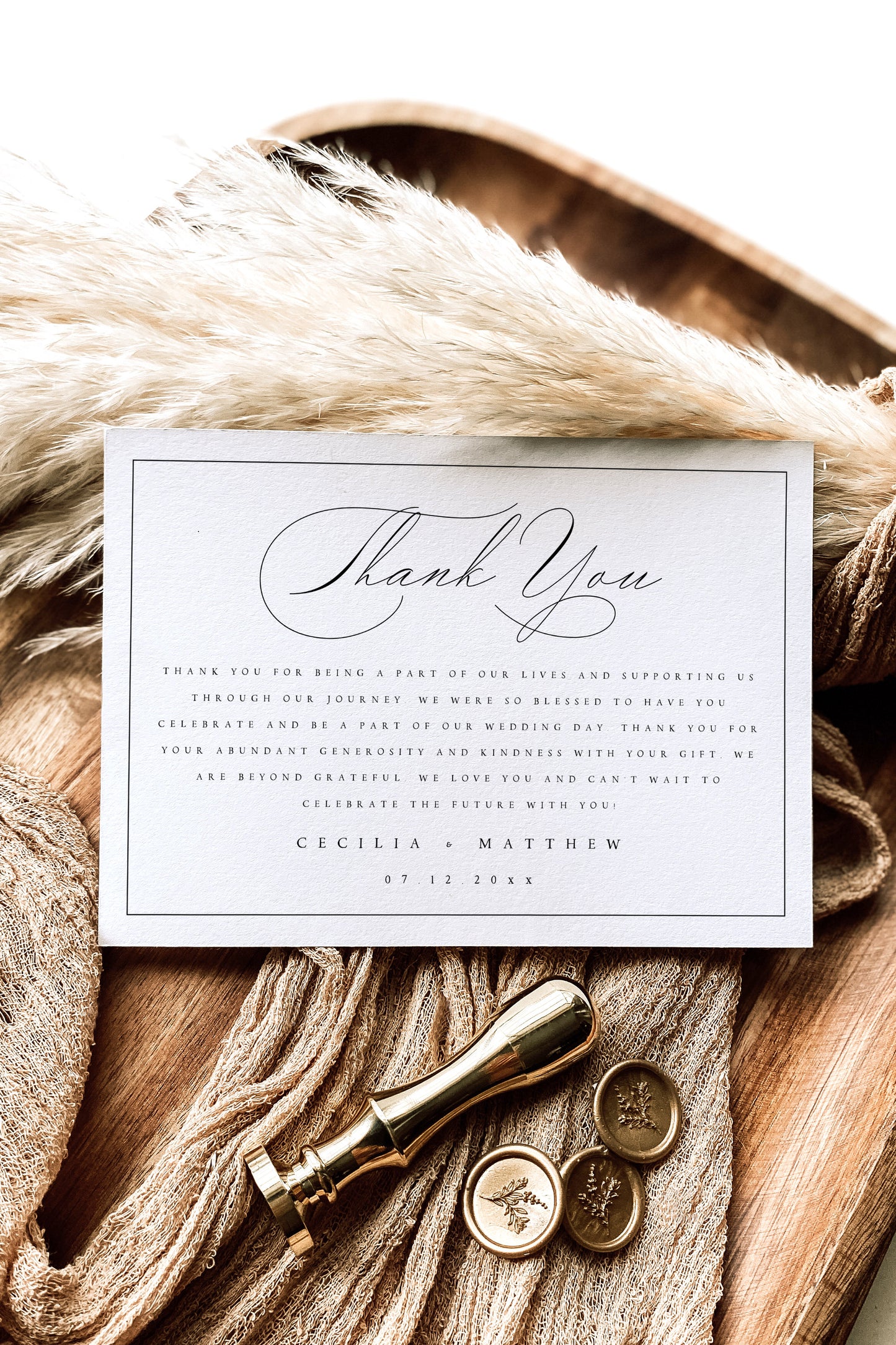 Cecilia Classic Wedding Thank You Note Template