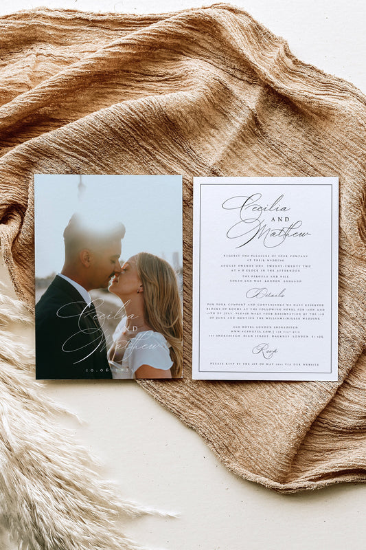 Cecilia Classic Photo Wedding Invitation Template Set