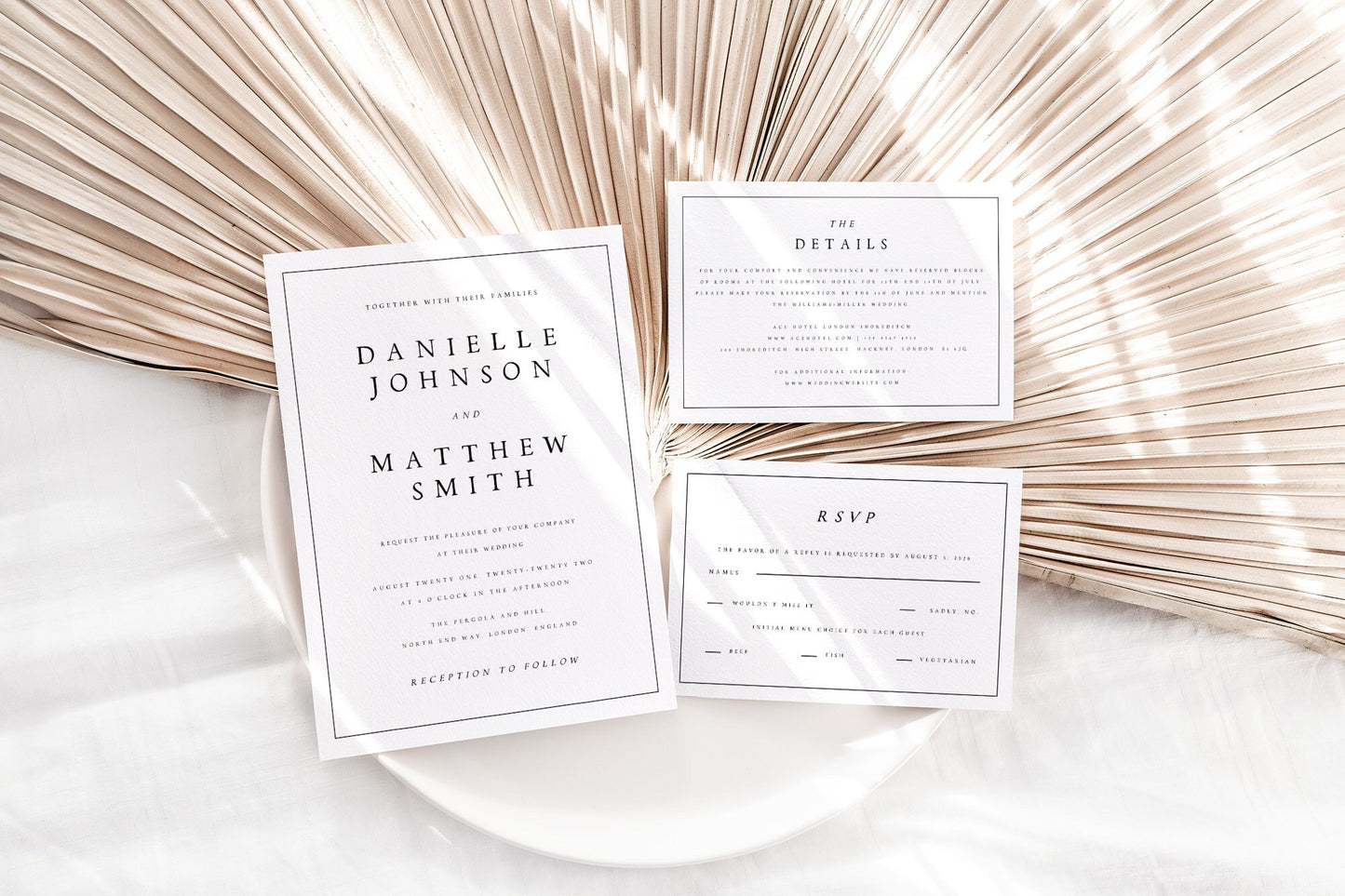 Danielle Minimalist Wedding INVITATION Set Template