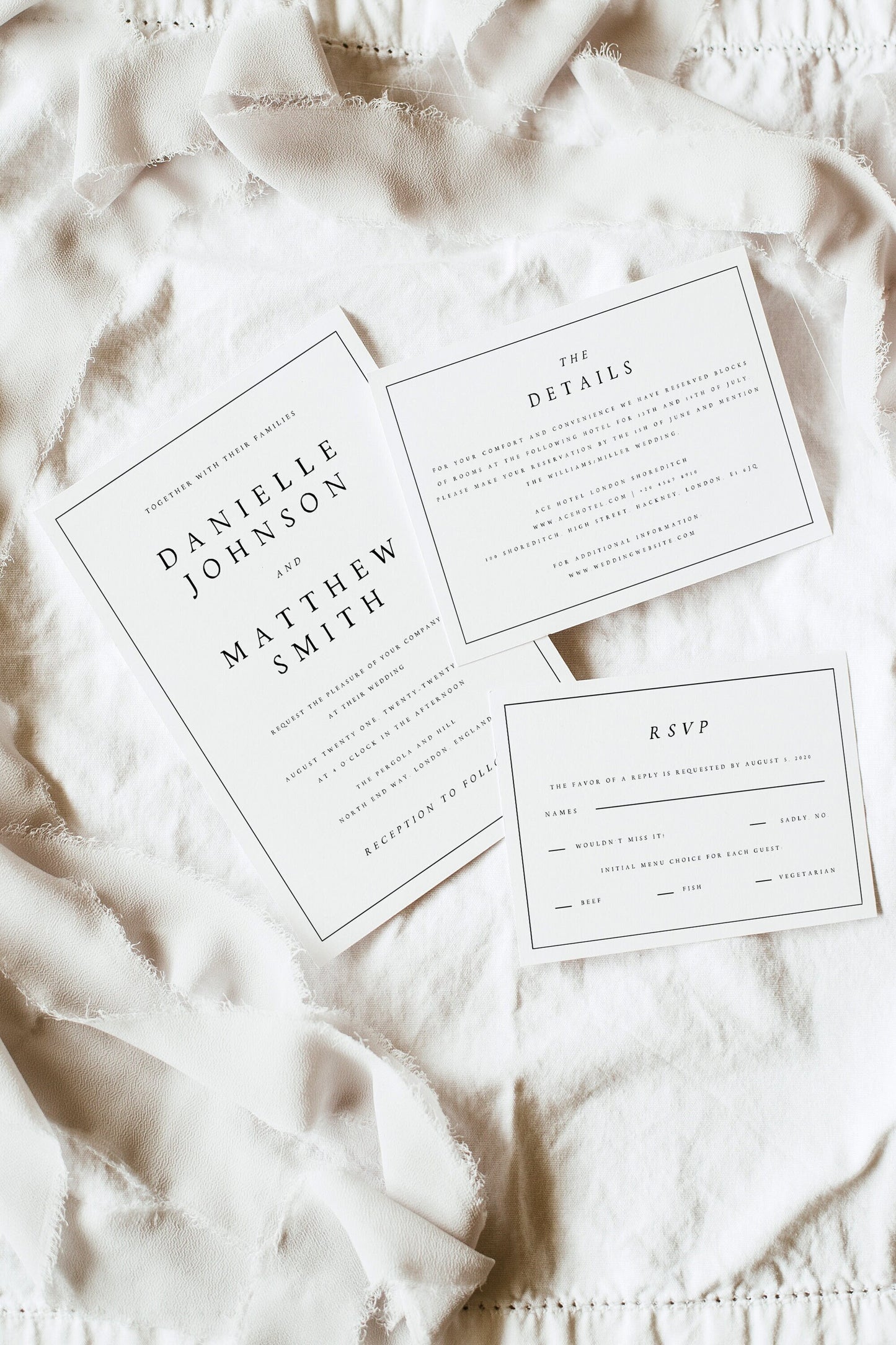 Danielle Minimalist Wedding INVITATION Set Template