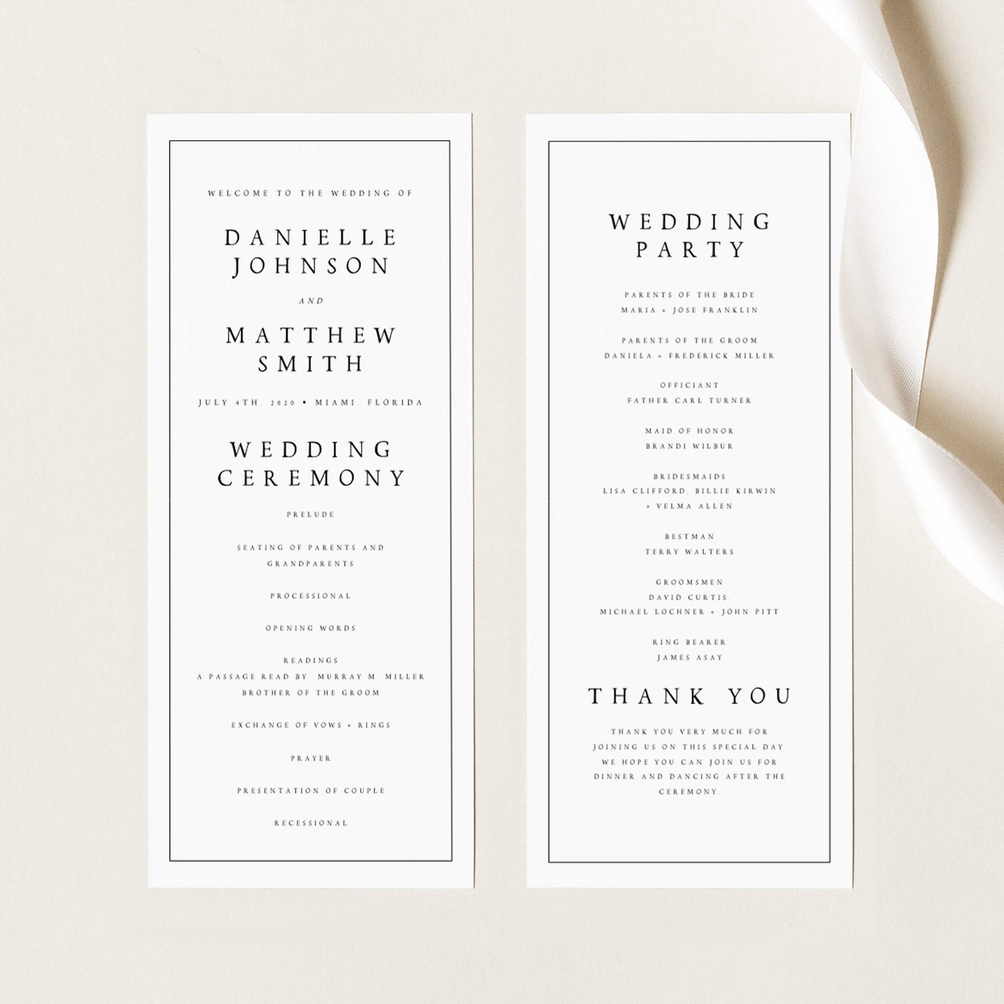 Danielle Modern Wedding Program Template