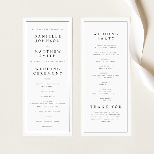 Danielle Modern Wedding Program Template