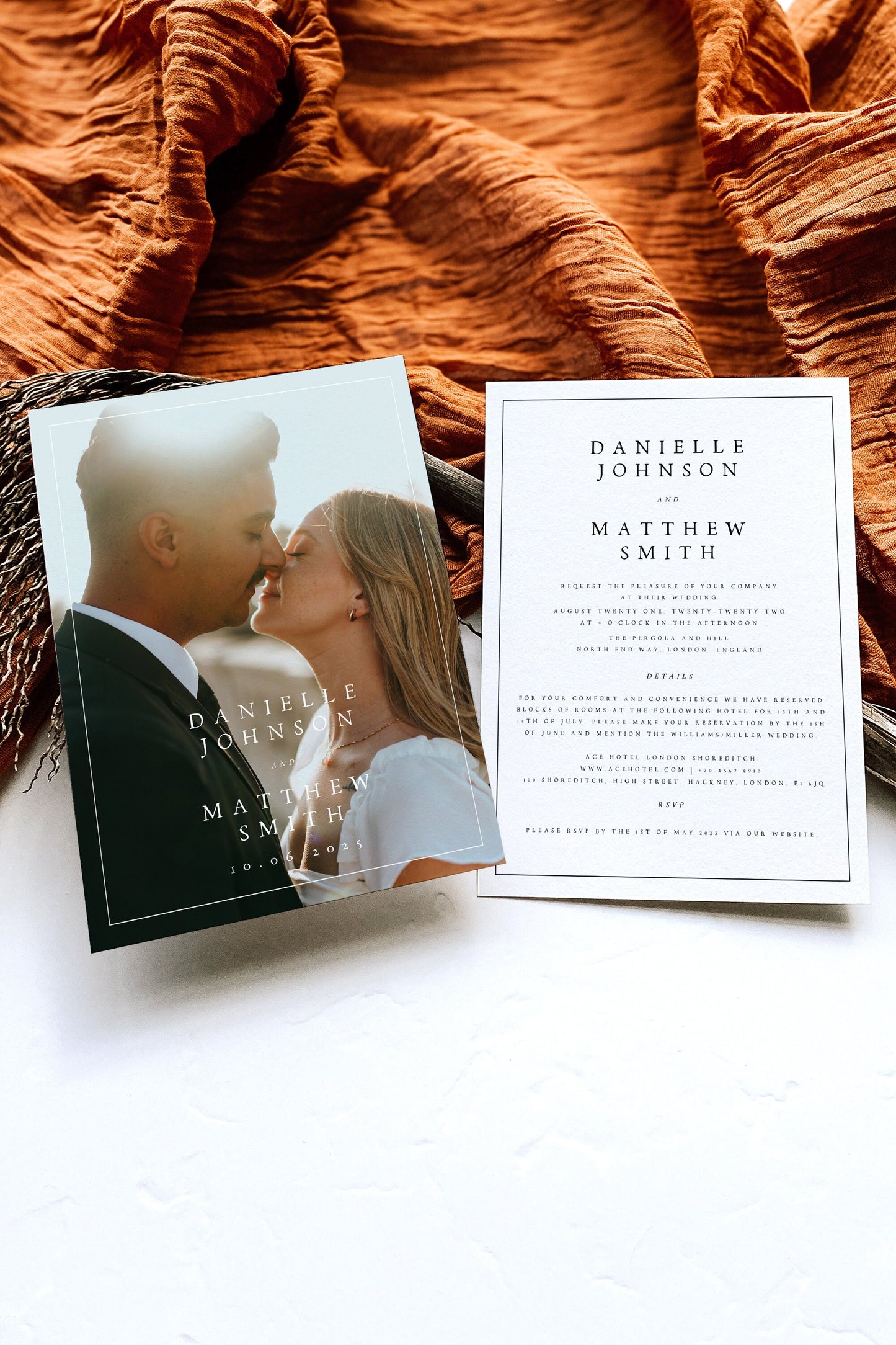 Danielle Minimalist Photo Wedding Invitation Set