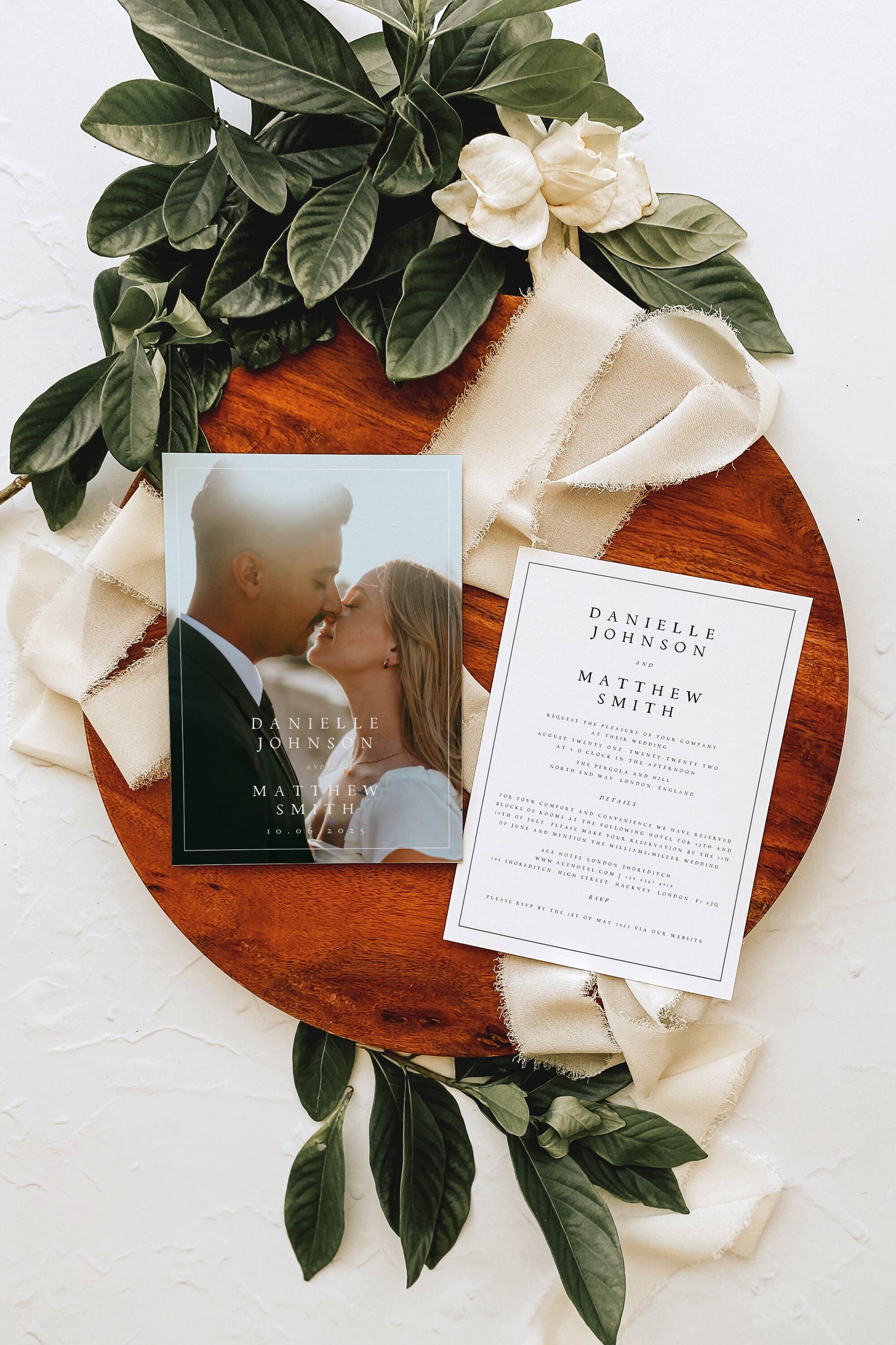 Danielle Minimalist Photo Wedding Invitation Set