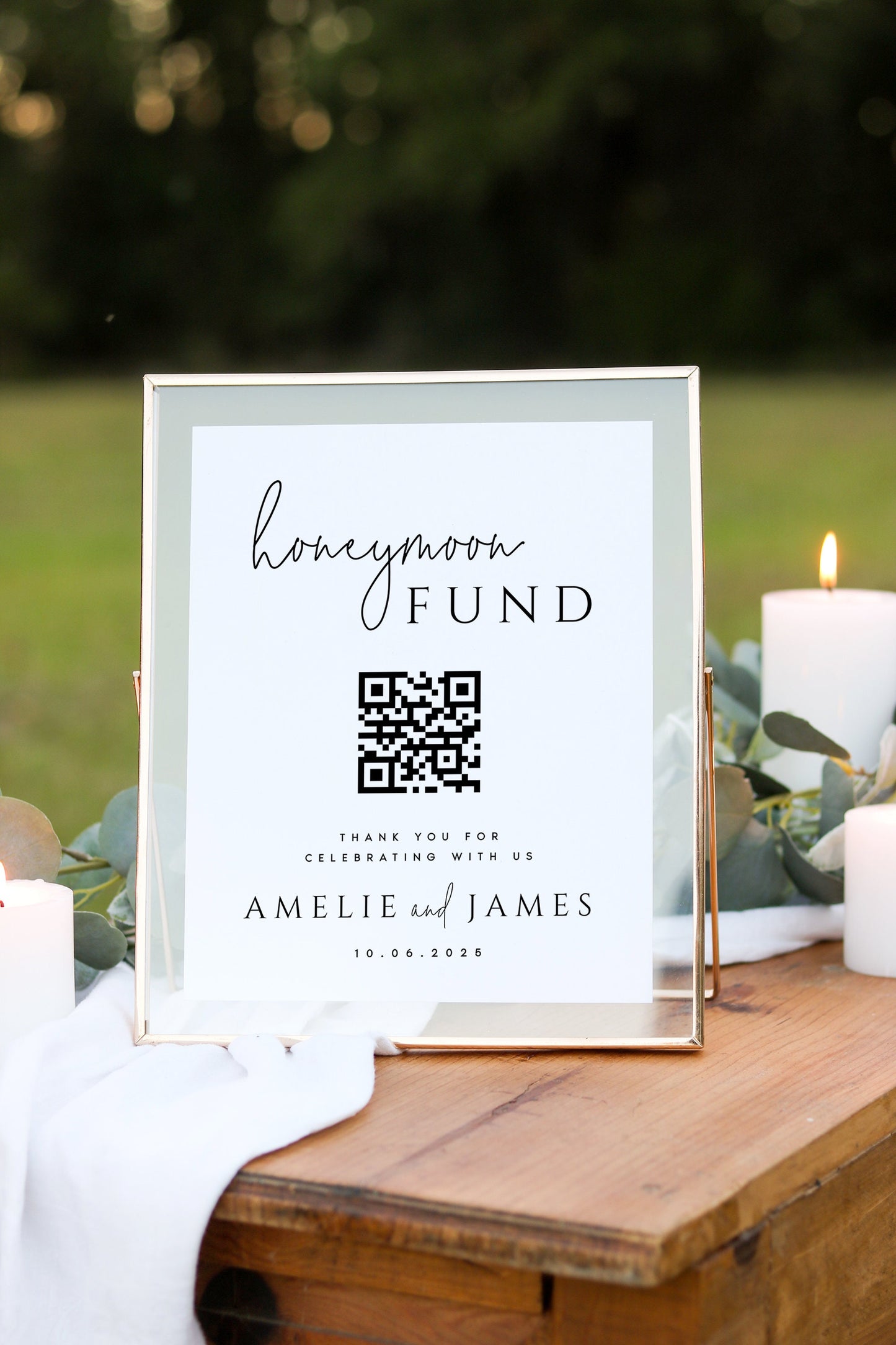 Amelie Honeymoon Fund QR Code Sign Template