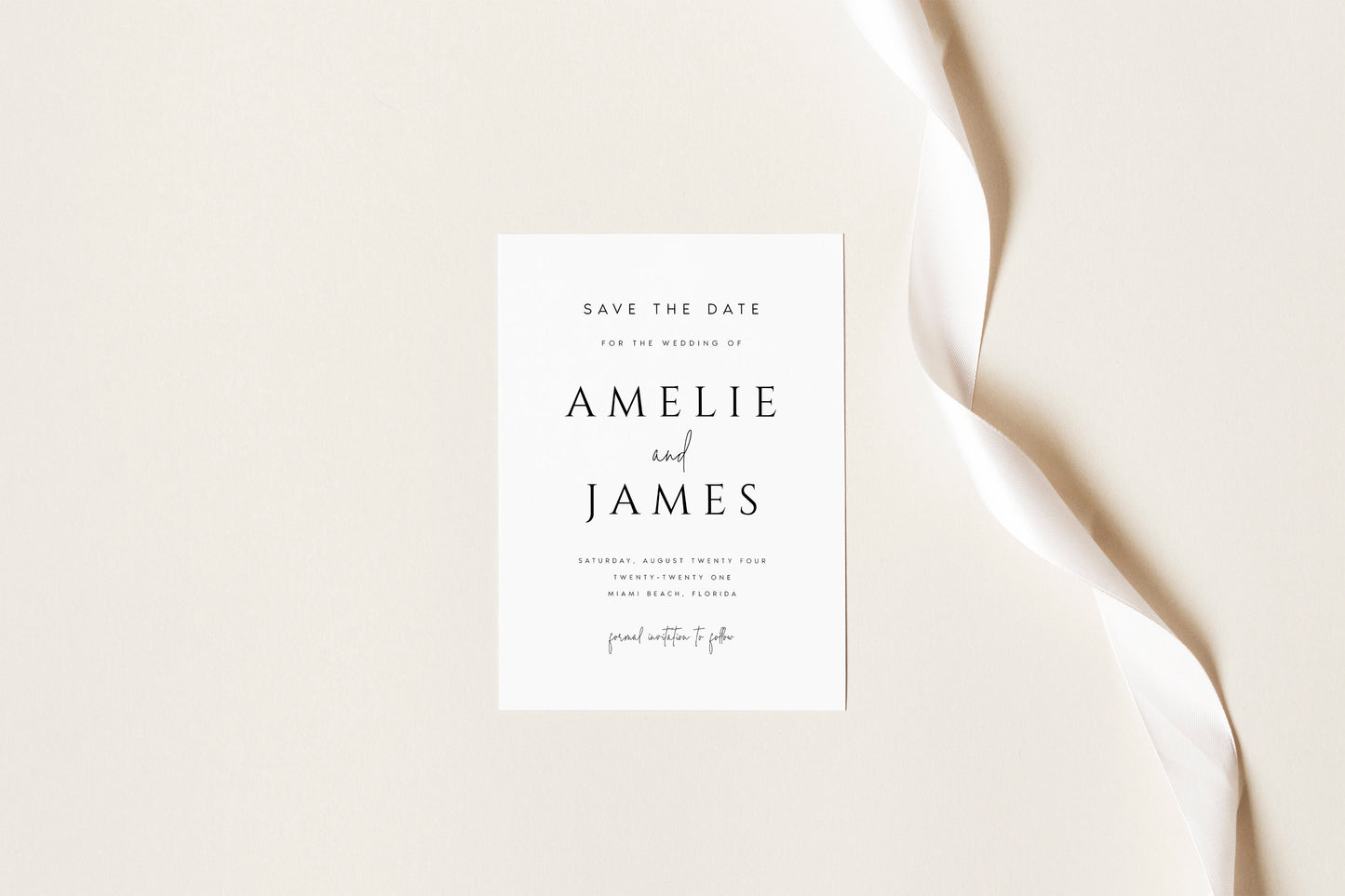 Amelie Modern Minimal Save the Date Editable Template