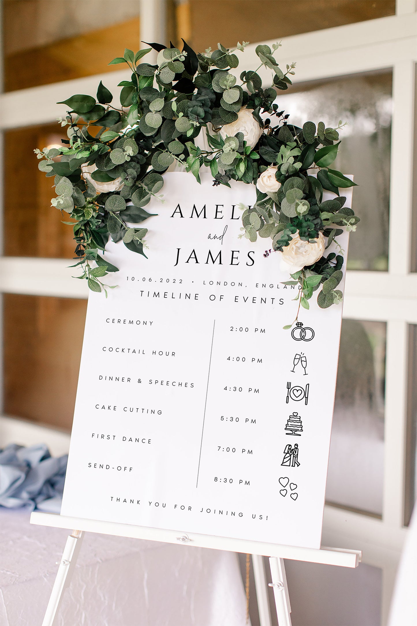 Amelie Wedding Order of Events Timeline Sign Template