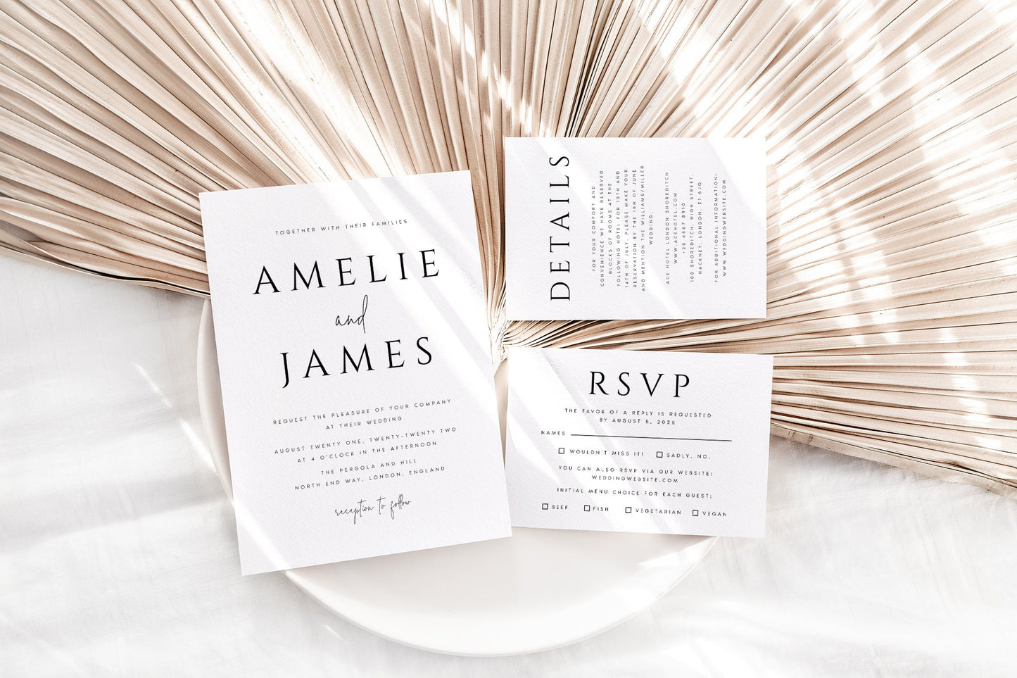 Amelie Minimalist Wedding INVITATION Set Template