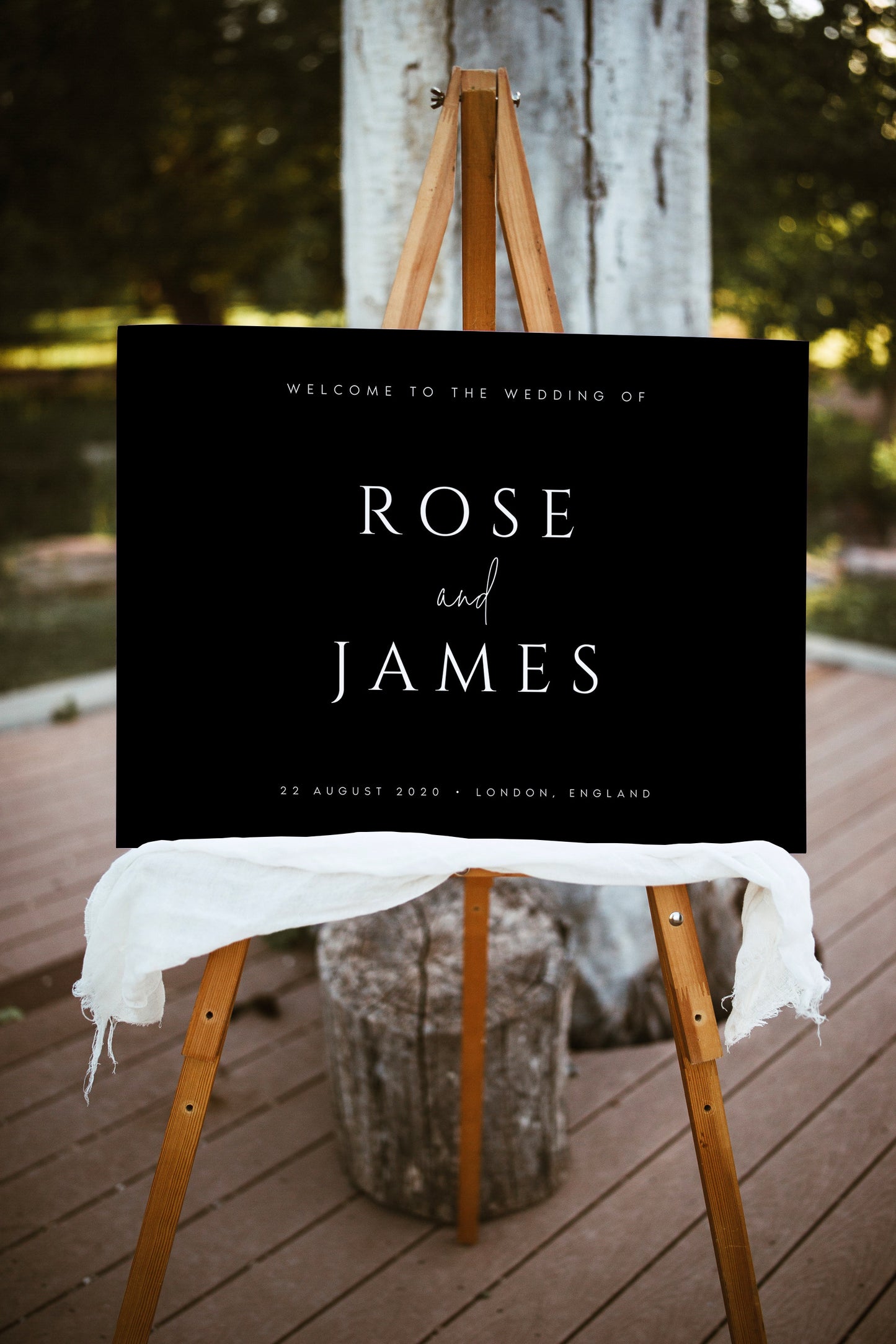 Rose Black Wedding Welcome Sign Template