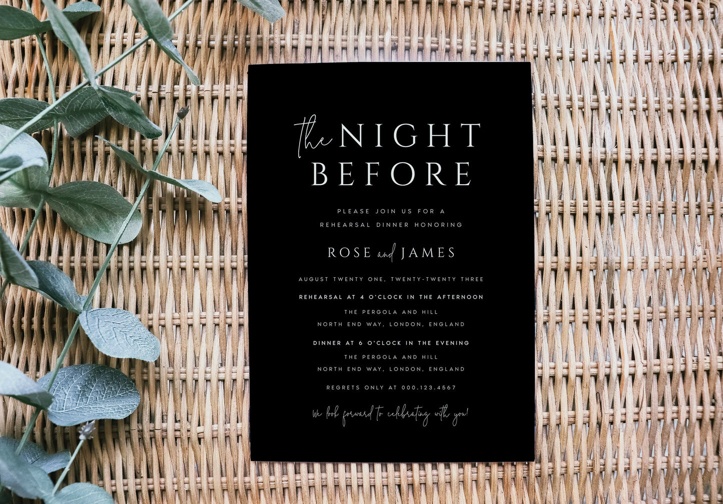 Rose Minimalist Rehearsal Dinner Invitation Template