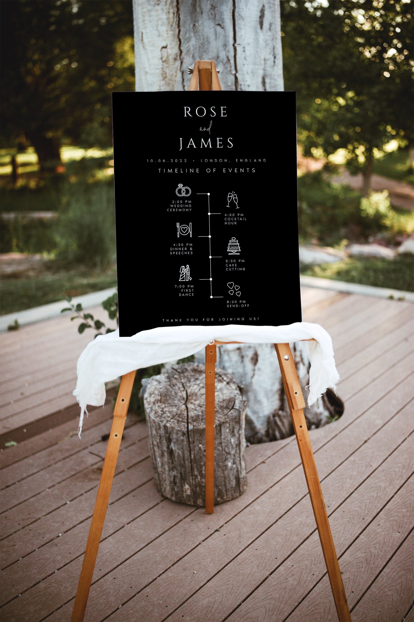 Rose Wedding Order of Events Timeline Sign Template