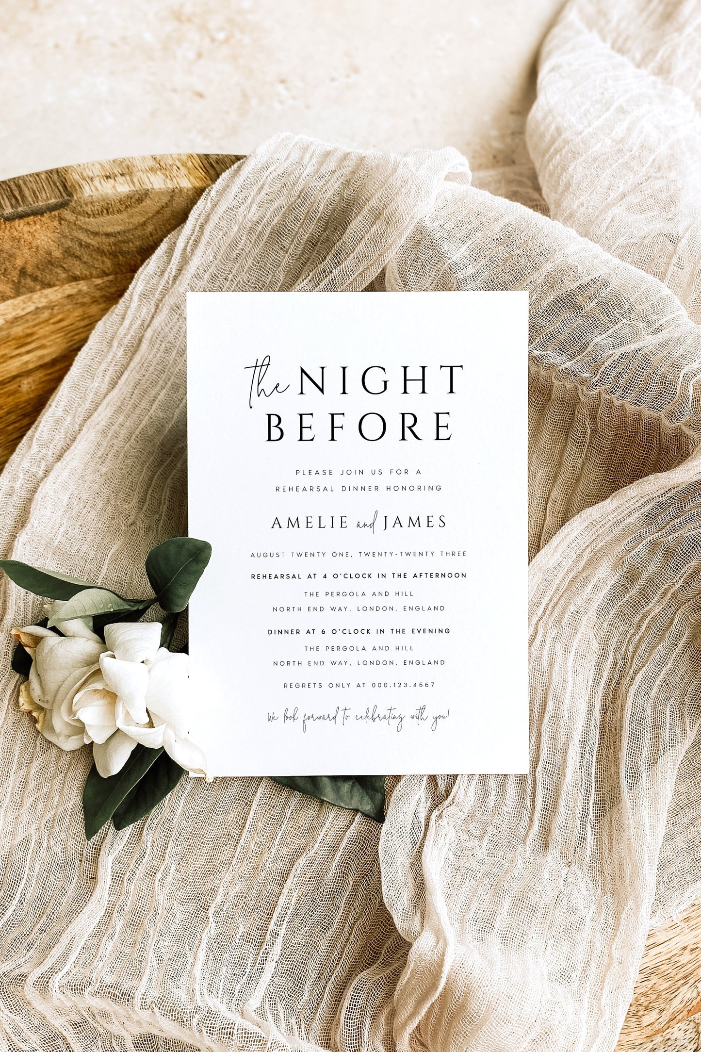 Amelie Minimalist Rehearsal Dinner Invitation Template