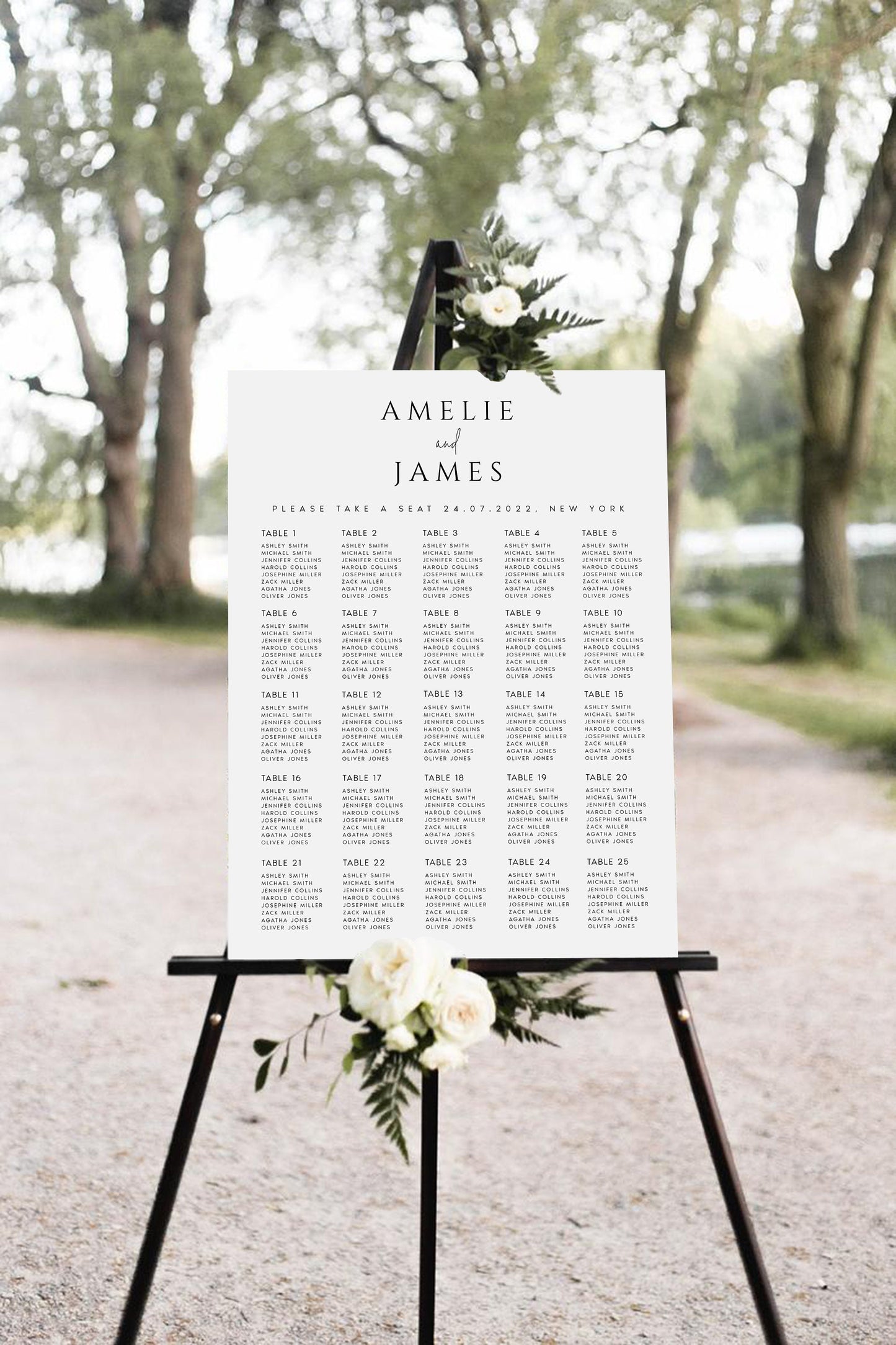 Amelie Wedding Seating Chart Template