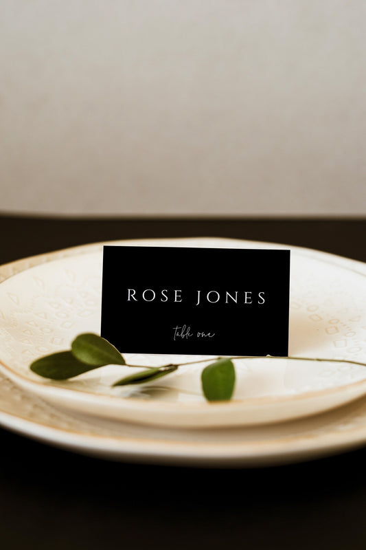 Rose Black Wedding Escort Card Template