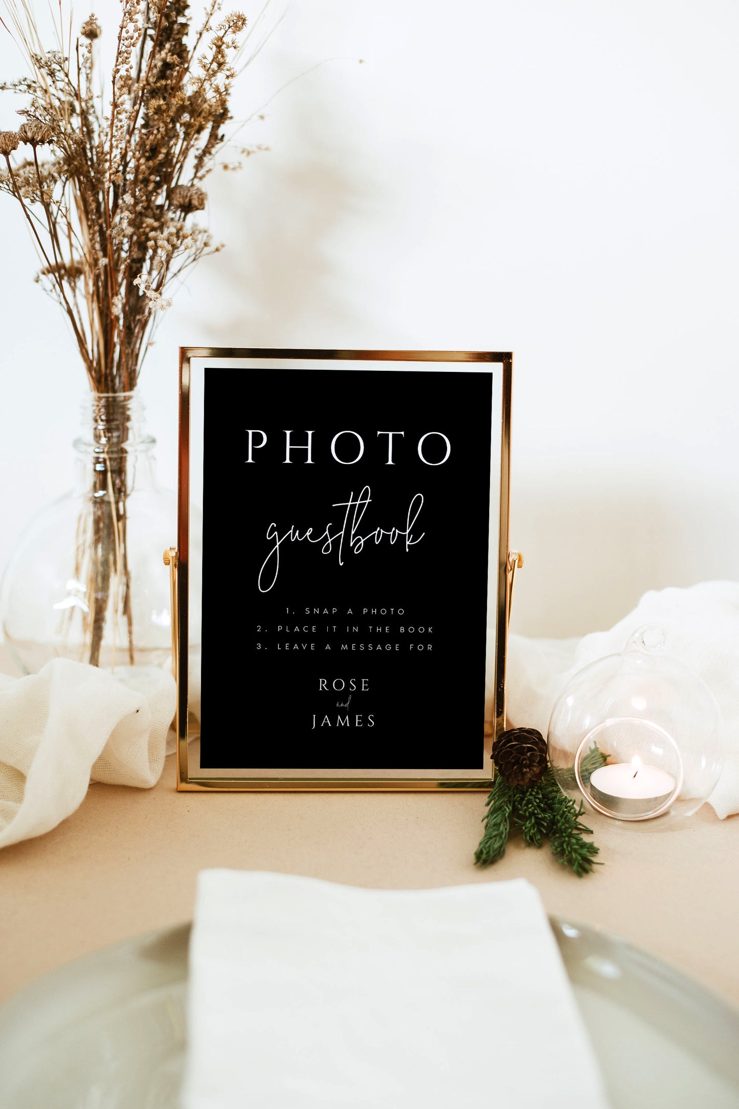 Rose Photo Guestbook Sign Template