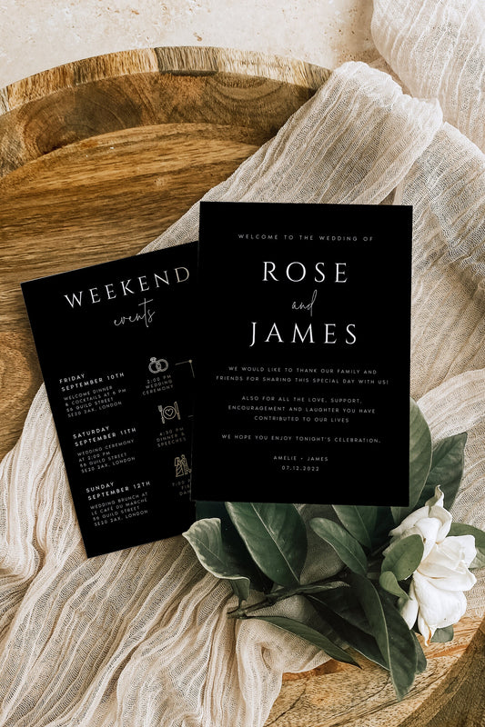 Rose Black Welcome Letter & Timeline Template