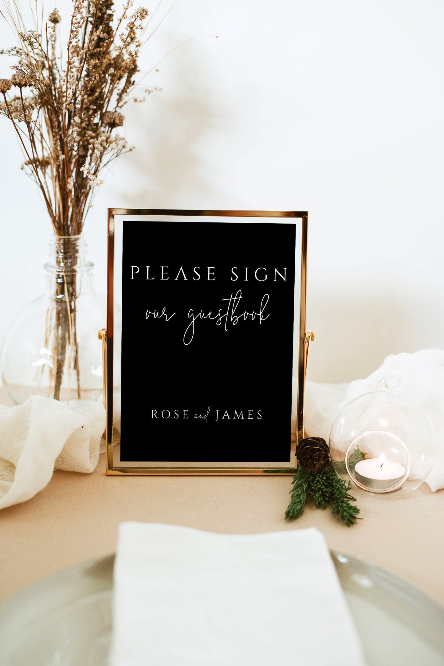 Rose Wedding Guestbook Sign Template