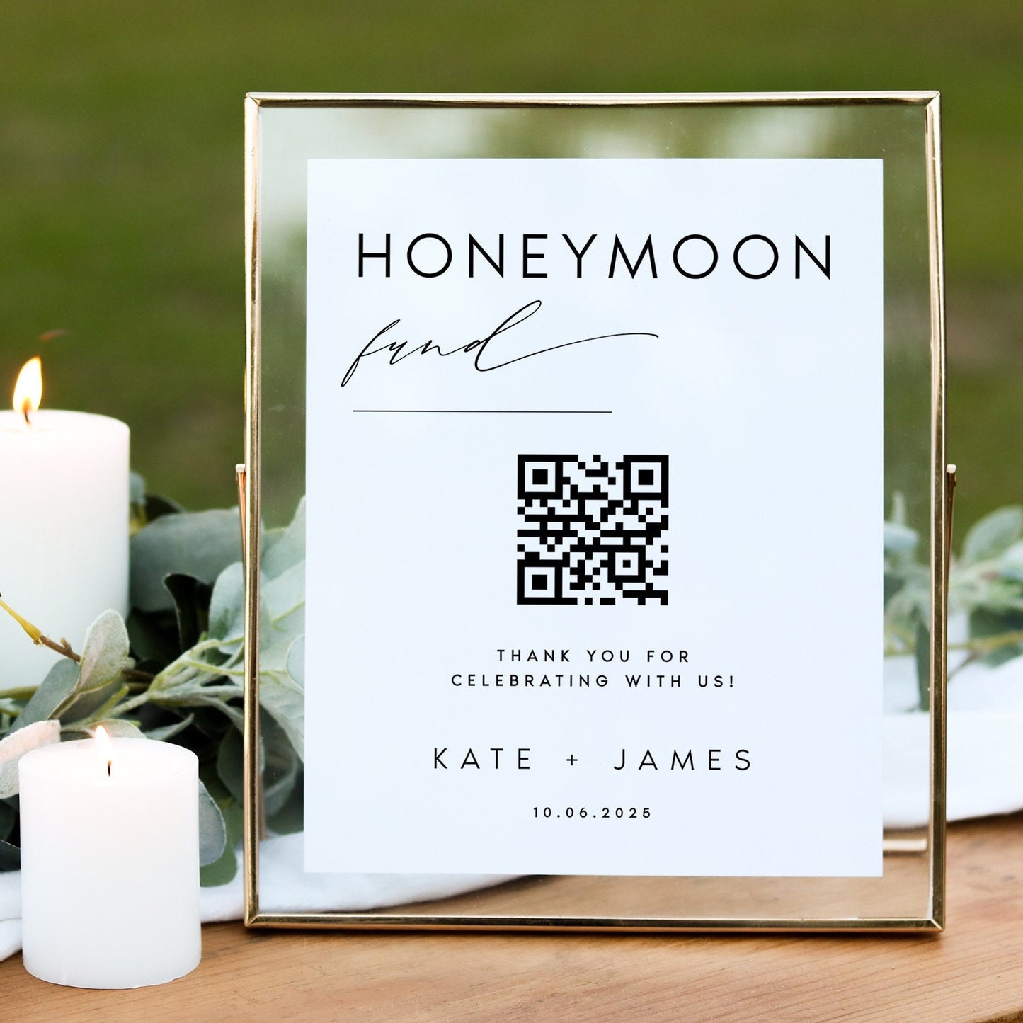 Kate Honeymoon Fund QR Code Sign Template