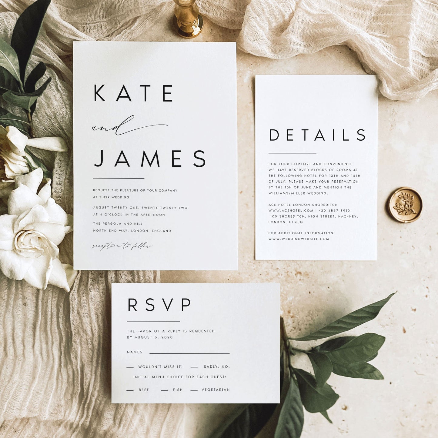 Kate Wedding Invitation Set Template