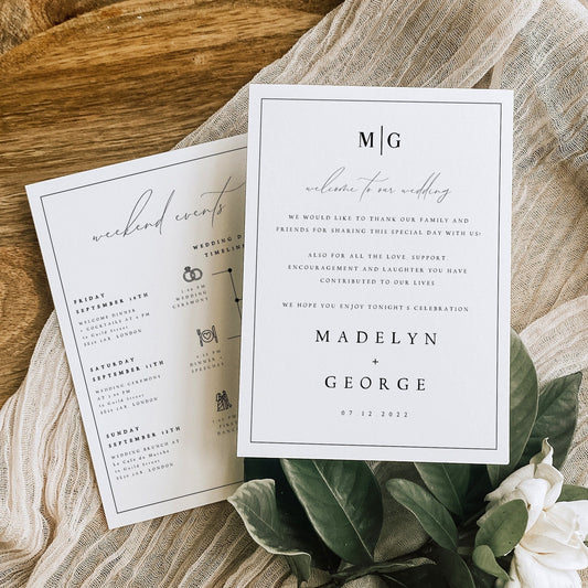 Madelyn Wedding Itinerary Timeline Card Template