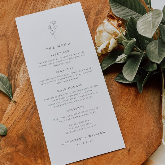 Catherine Fine Art Wedding Menu Template