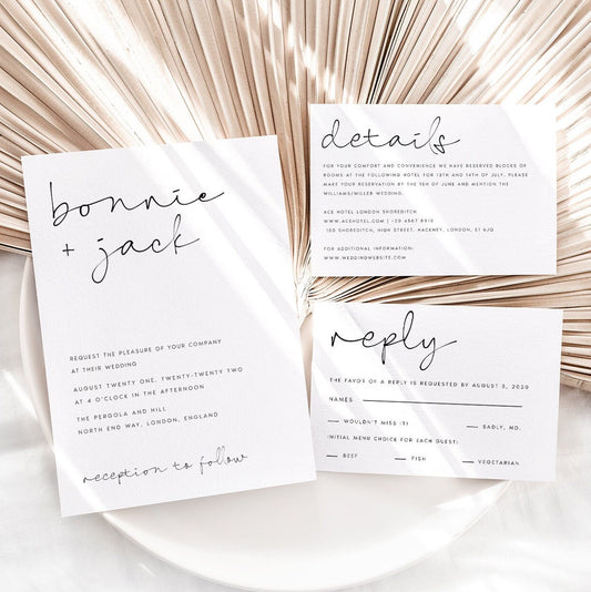 Bonnie Minimal Modern Wedding Invitation Suite