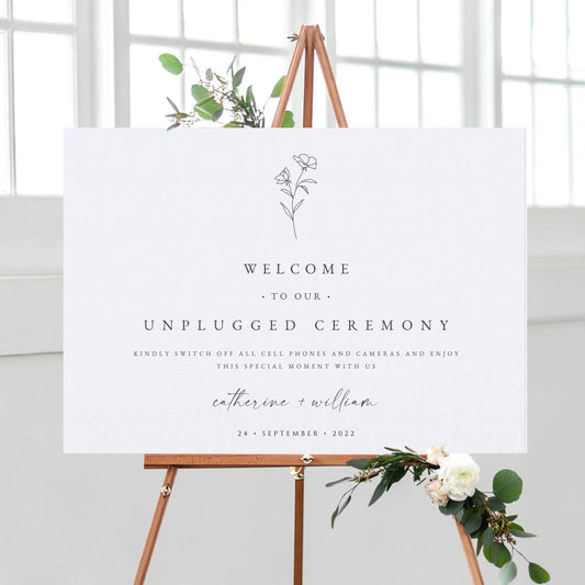 Catherine Botanical Unplugged Wedding Ceremony Sign