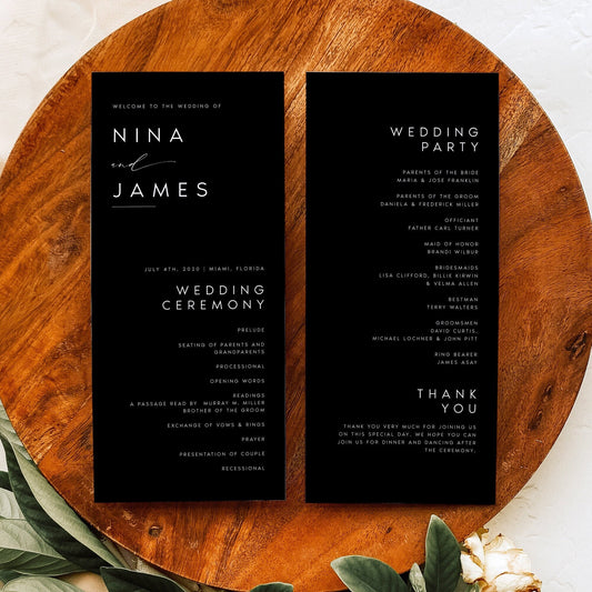 Nina Minimalist Wedding Program Template