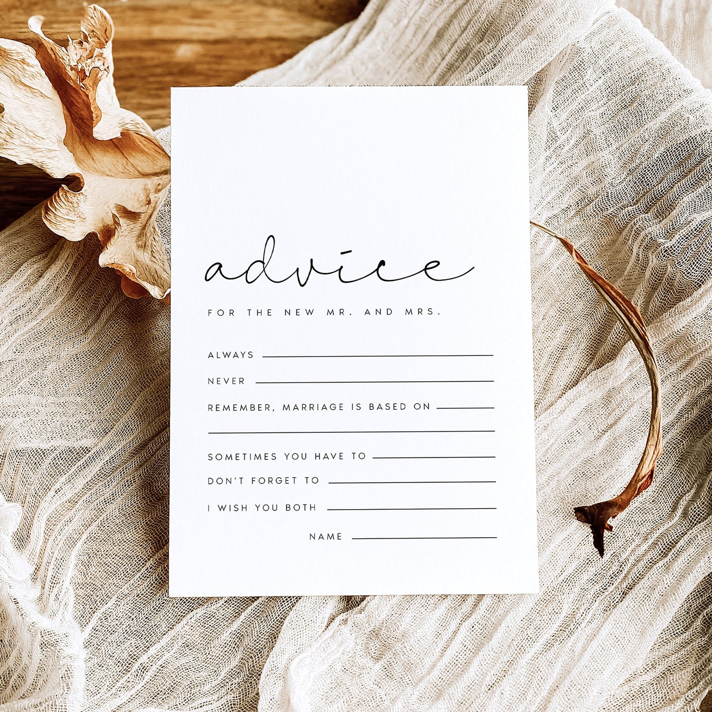 Bonnie Modern Advice For The Bride And Groom Card Template