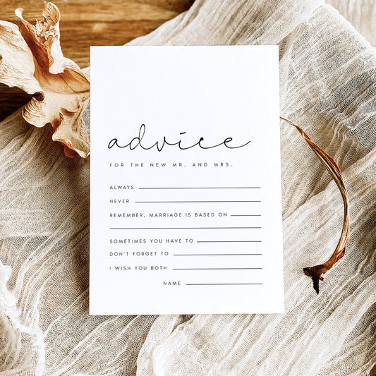 Bonnie Modern Advice For The Bride And Groom Card Template